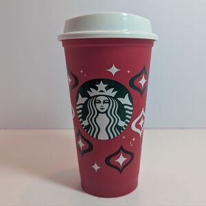 2023 Starbucks Red Holiday Reusable Plastic Coffee/Tea Cup 16 Ounces With Lid
